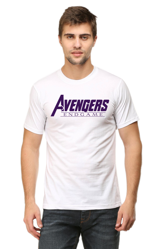 Male Round Neck Half Sleeve White Avengers qikink