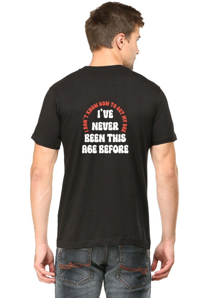 Male Round Neck Half Sleeve Classic Black qikink