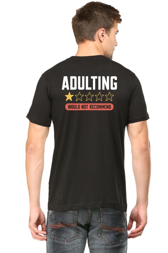 Male Round Neck Half Sleeve Classic Black qikink