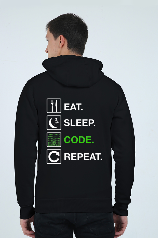 Unisex Heavyweight Zip Hoodie Black qikink