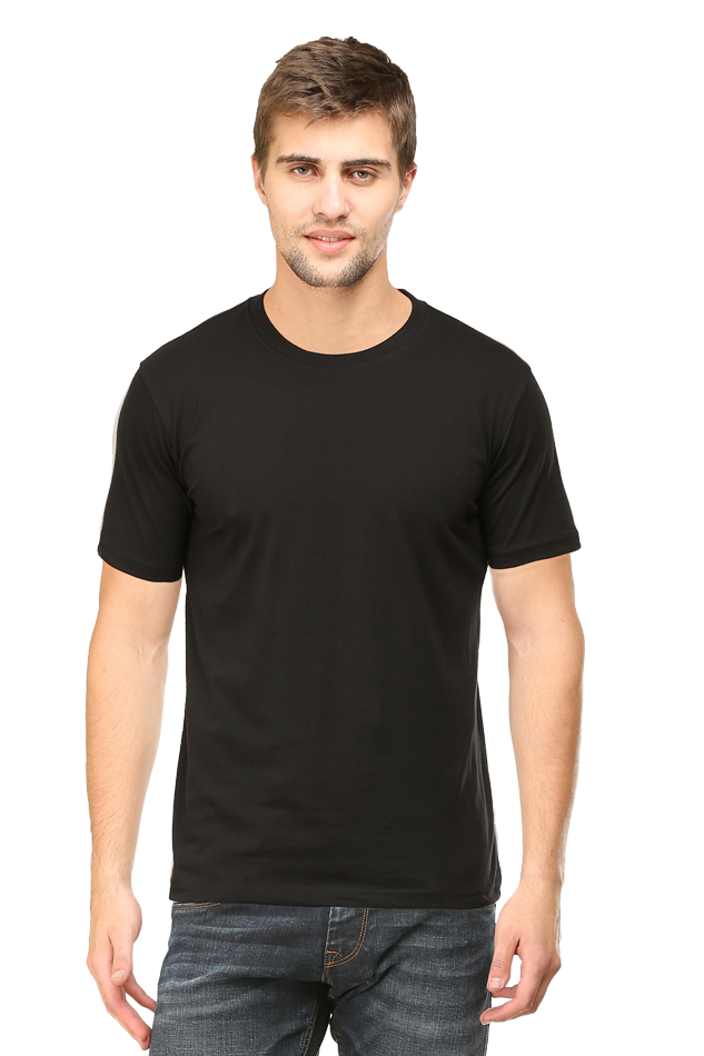 Male Round Neck Half Sleeve Classic Black qikink