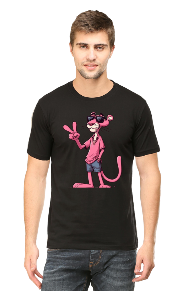Male Round Neck Half Sleeve Classic Black qikink