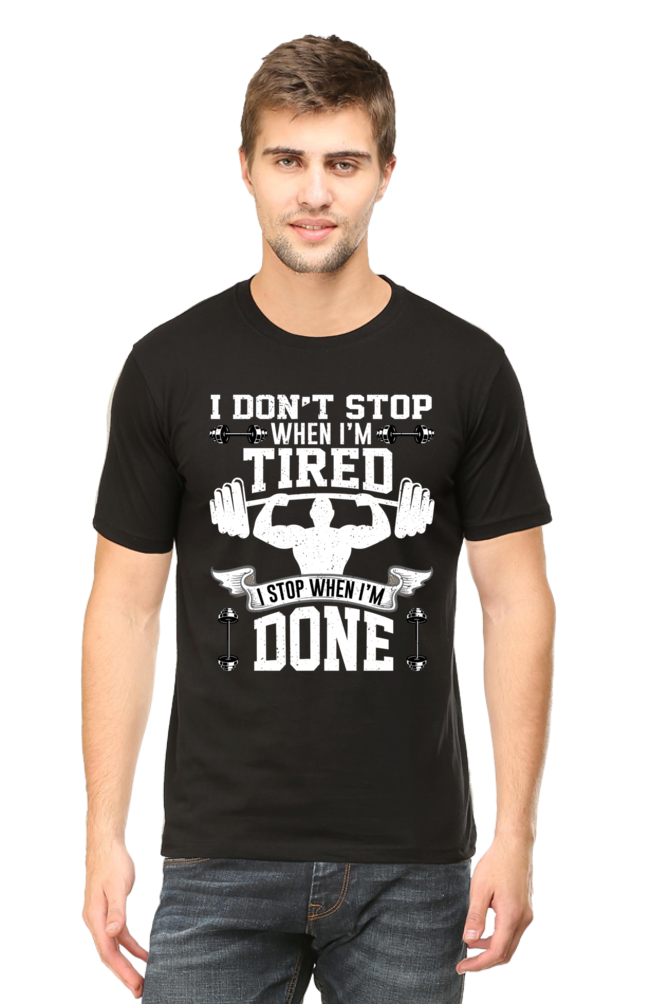 Male Round Neck Half Sleeve Classic Black qikink