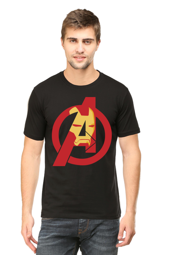 Male Round Neck Half Sleeve Classic Black Avengers qikink