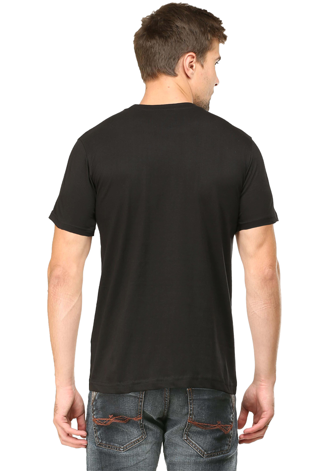 Male Round Neck Half Sleeve Classic Black qikink