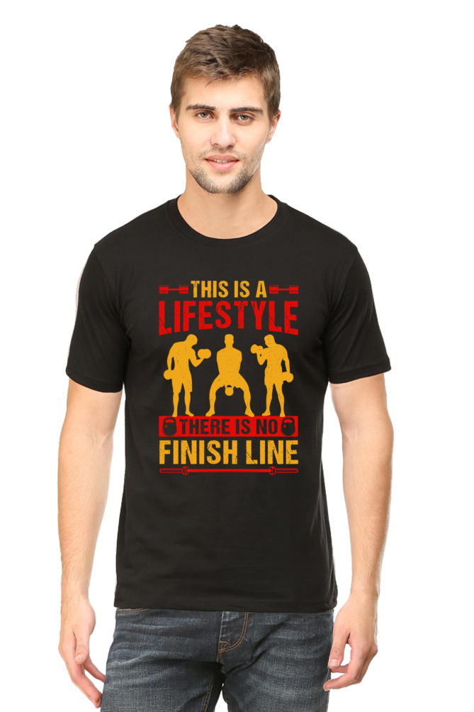 Male Round Neck Half Sleeve Classic Black S qikink