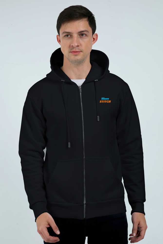 Unisex Heavyweight Zip Hoodie Black qikink