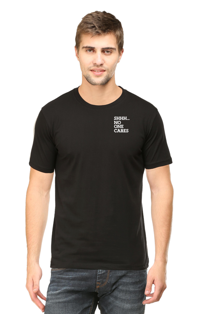 Male Round Neck Half Sleeve Classic Black qikink