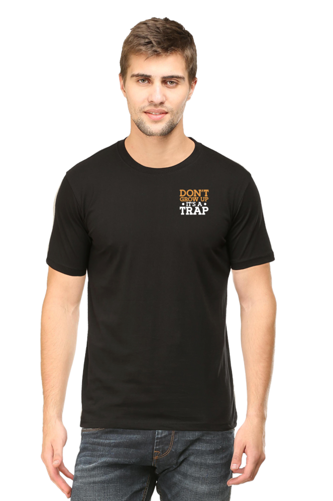Male Round Neck Half Sleeve Classic Black qikink