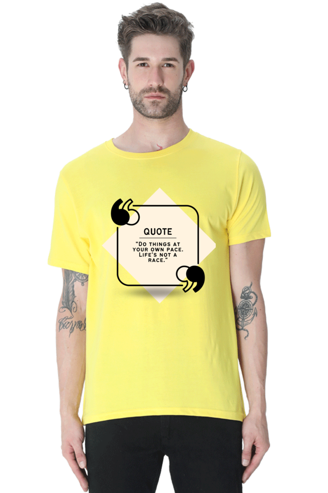 Male Round Neck Half Sleeve Classic New Yellow Qikink