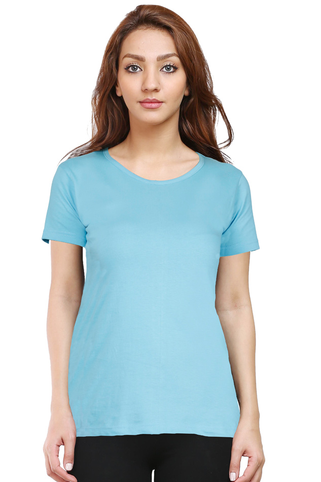 Female Round Neck Half Sleeve Classic SkyBlue qikink