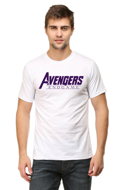 Male Round Neck Half Sleeve White Avengers qikink