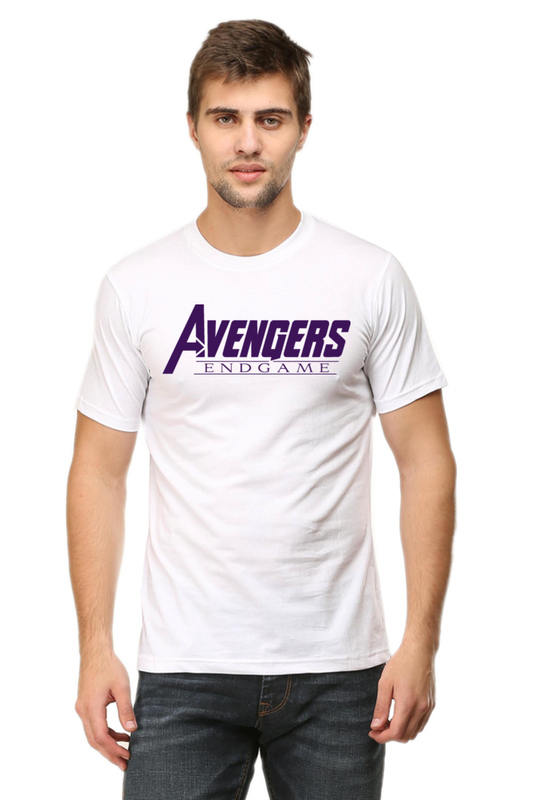 Male Round Neck Half Sleeve White Avengers qikink