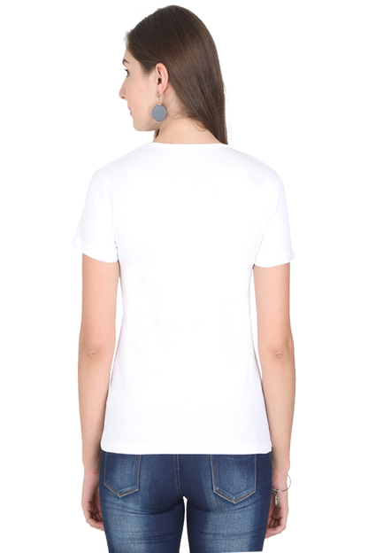 Female Round Neck Half Sleeve Classic White qikink