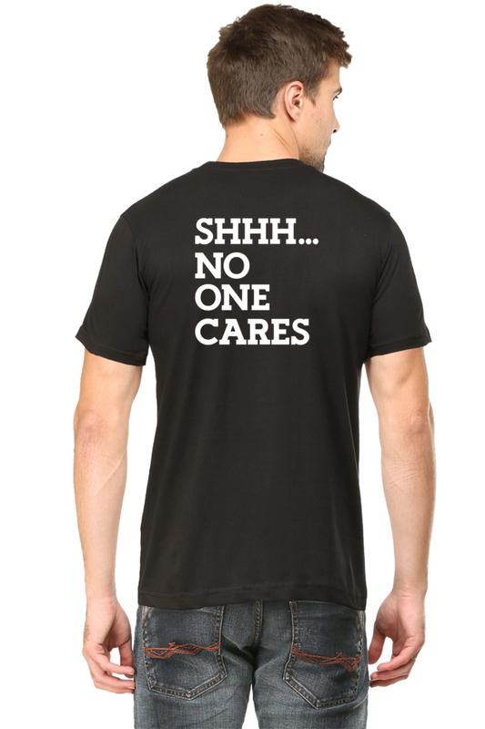 Male Round Neck Half Sleeve Classic Black qikink