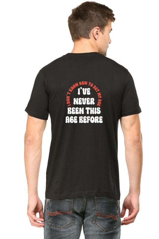 Male Round Neck Half Sleeve Classic Black qikink