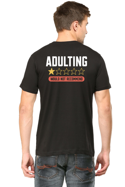 Male Round Neck Half Sleeve Classic Black qikink