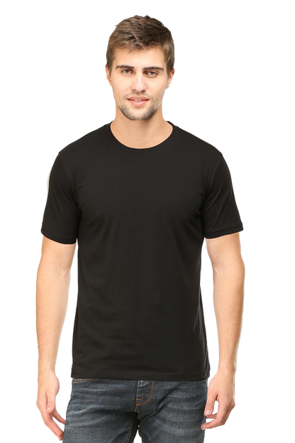 Male Round Neck Half Sleeve Classic Black qikink