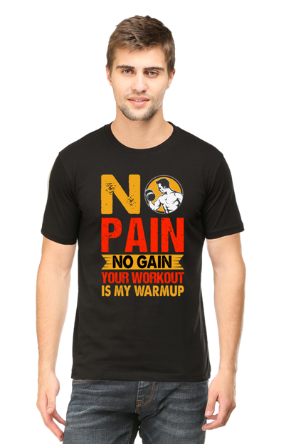 Male Round Neck Half Sleeve Classic Black qikink