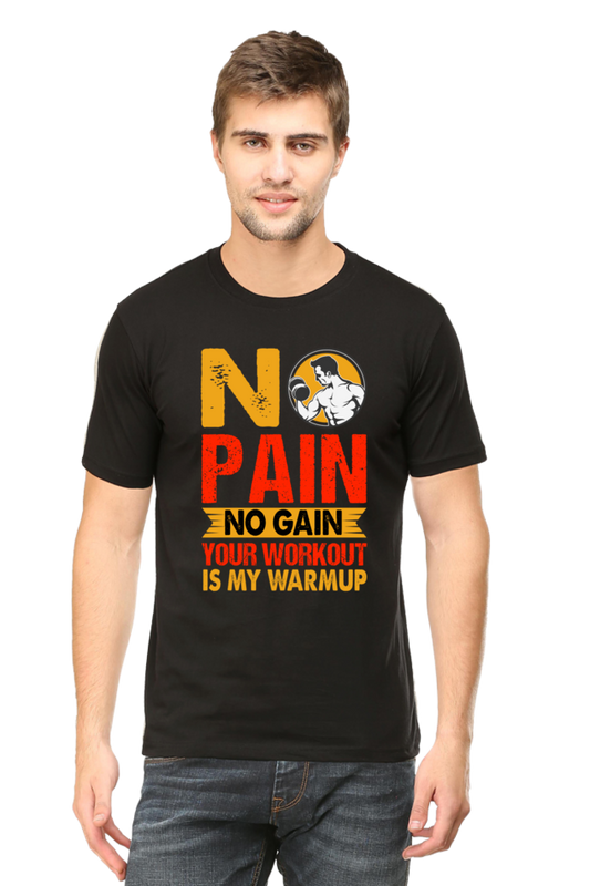 Male Round Neck Half Sleeve Classic Black qikink
