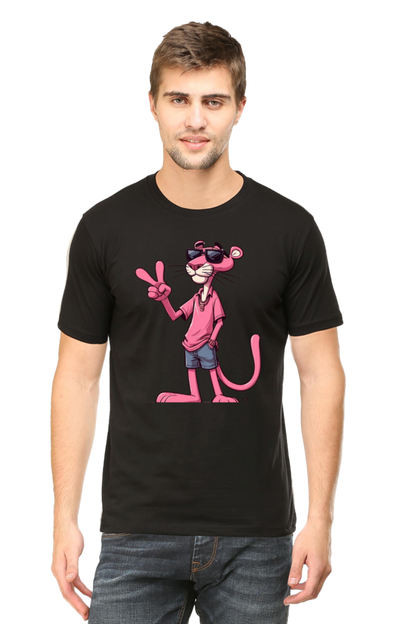 Male Round Neck Half Sleeve Classic Black qikink