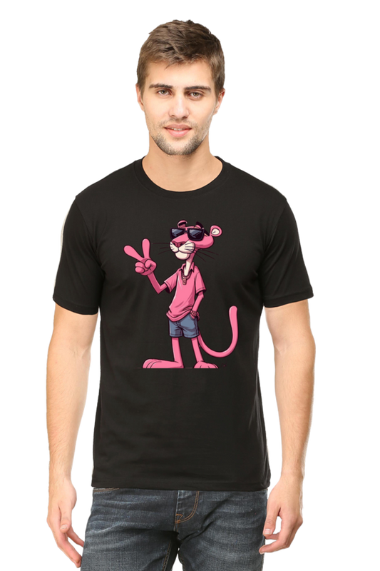 Male Round Neck Half Sleeve Classic Black qikink