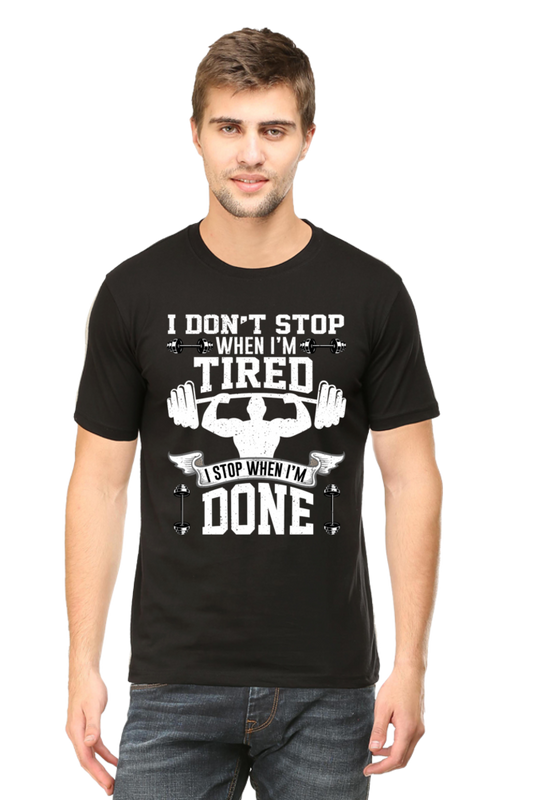 Male Round Neck Half Sleeve Classic Black qikink