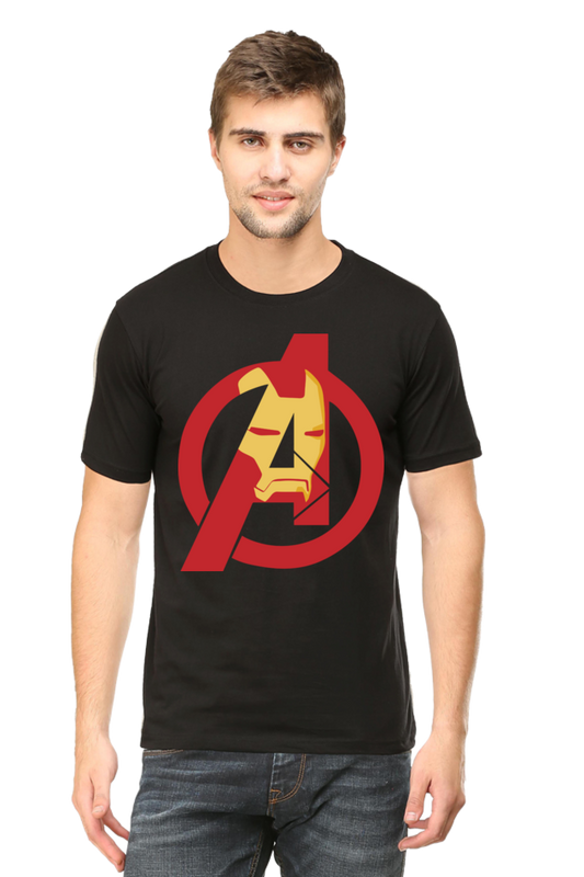 Male Round Neck Half Sleeve Classic Black  Avengers qikink