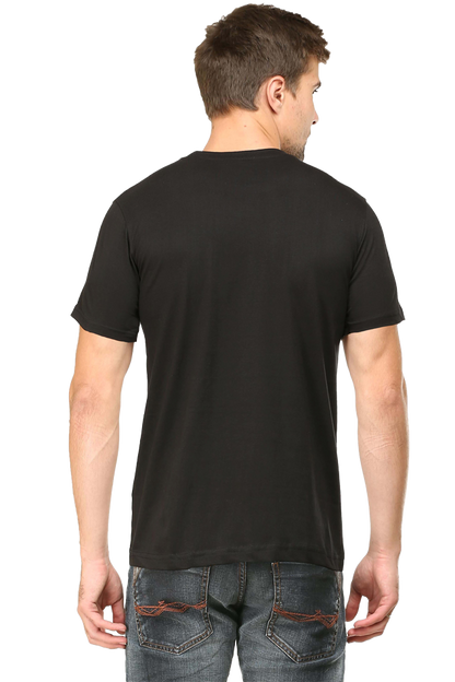 Male Round Neck Half Sleeve Classic Black qikink