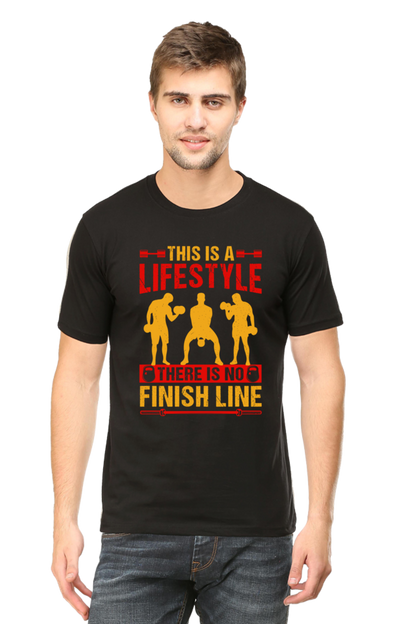 Male Round Neck Half Sleeve Classic Black S qikink