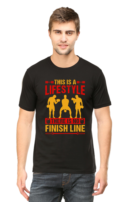 Male Round Neck Half Sleeve Classic Black S qikink