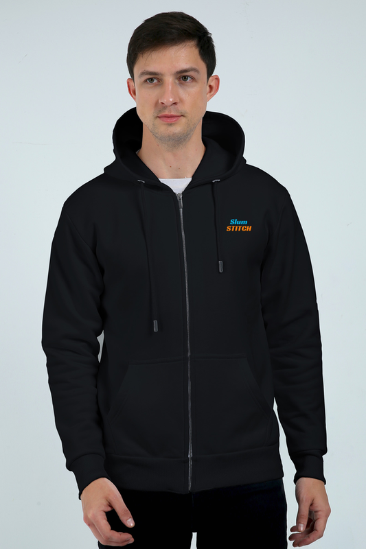 Unisex Heavyweight Zip Hoodie Black qikink