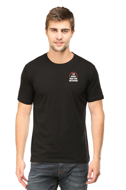 Male Round Neck Half Sleeve Classic Black qikink