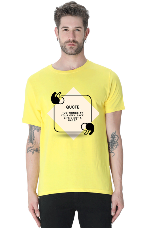 Male Round Neck Half Sleeve Classic New Yellow Qikink